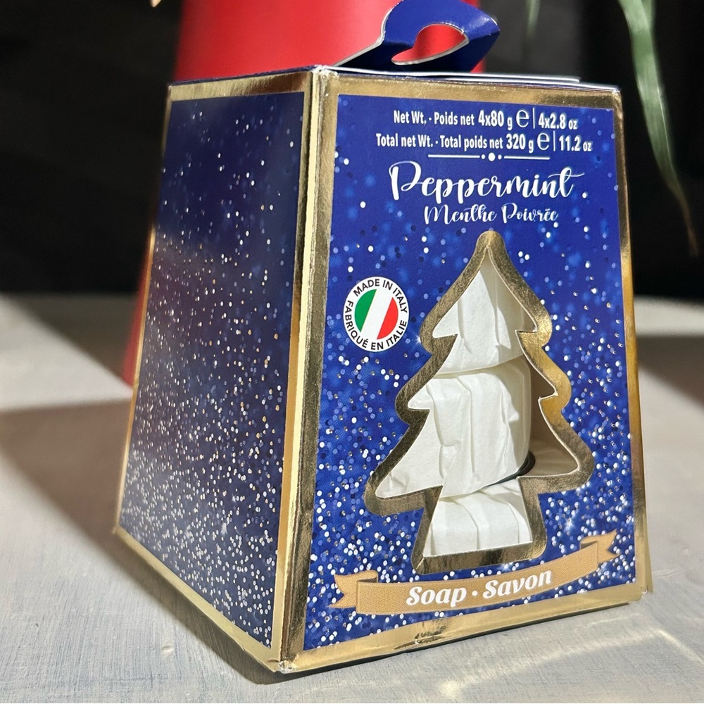 Peppermint Scented Soap 4pk stocking stuffer Made In Italy